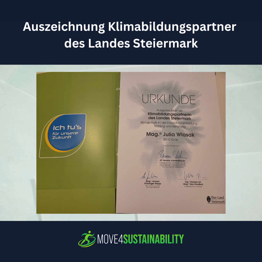 Julia von move4sustainability als Klimabildungspartnerin des Landes Steiermark ausgezeichnet